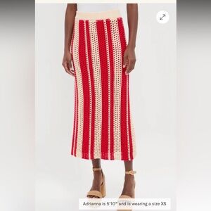 HYACINTH HOUSE Red Stripe Knit Midi Skirt (part of set)